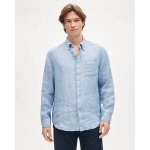 J. Crew Men's Slim Untucked Baird McNutt Irish linen shirt Amalfi Blue Large NWT